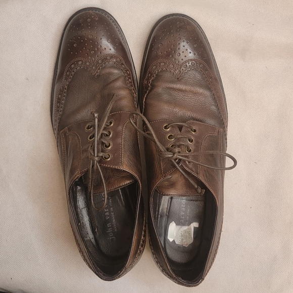 John Varvatos Luxe Leather Wingtip Oxford Shoes Mens 10M Dark Brown Casual Dress main image 4